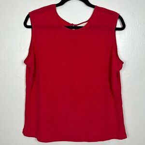 Field Manor Modern Classics Vintage Silk Sleeveless Blouse Top In Red Size XL